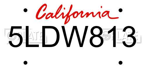 5LDW813 California License Plate