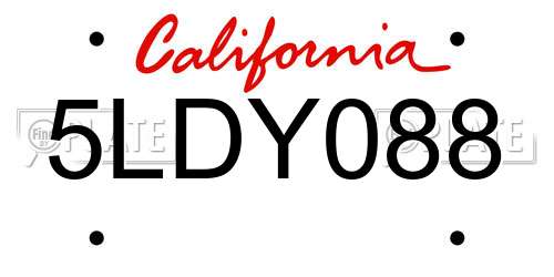 5LDY088 California License Plate