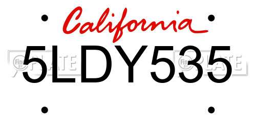 5LDY535 California License Plate