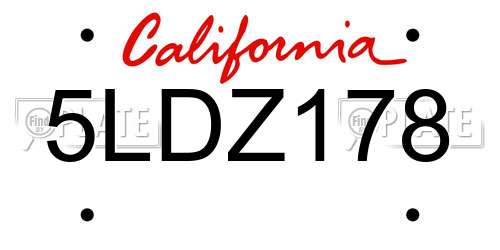 5LDZ178 California License Plate
