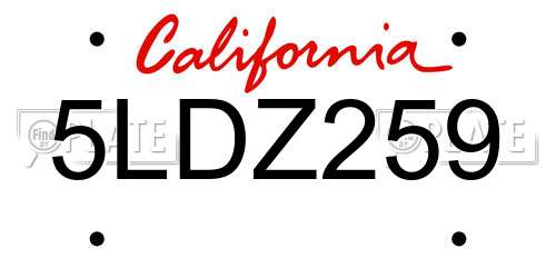 5LDZ259 California License Plate