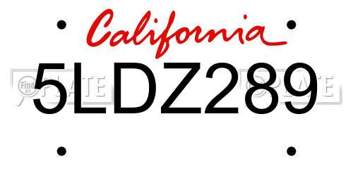 5LDZ289 California License Plate