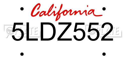 5LDZ552 California License Plate
