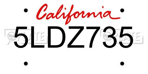 5LDZ735 California License Plate