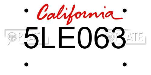 5LE063 California License Plate