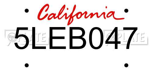 5LEB047 California License Plate