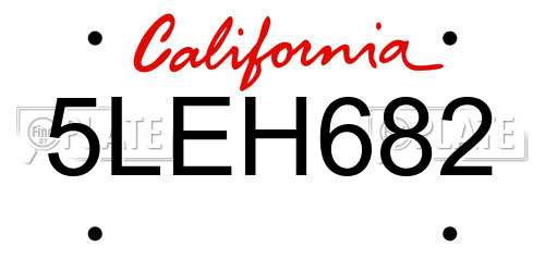 5LEH682 California License Plate
