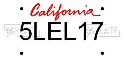 5LEL17 California License Plate