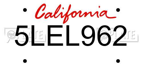 5LEL962 California License Plate