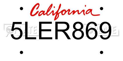 5LER869 California License Plate