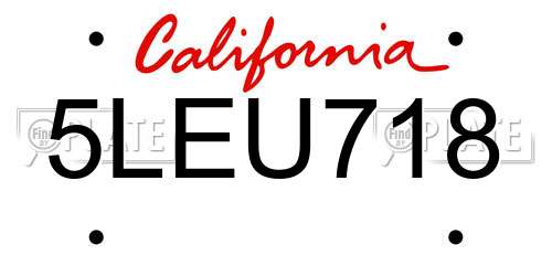 5LEU718 California License Plate