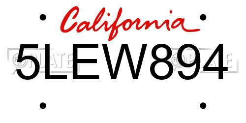 5LEW894 California License Plate