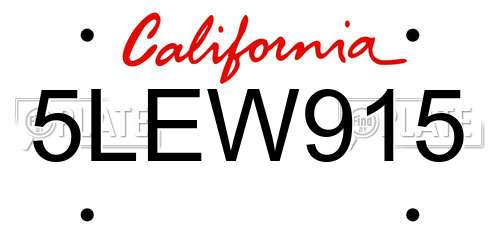 5LEW915 California License Plate