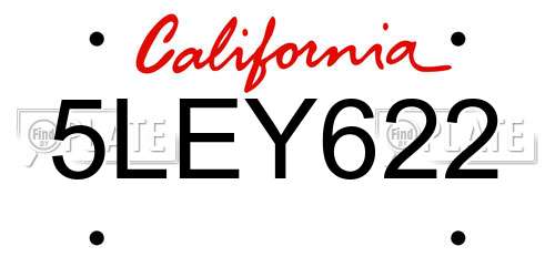 5LEY622 California License Plate