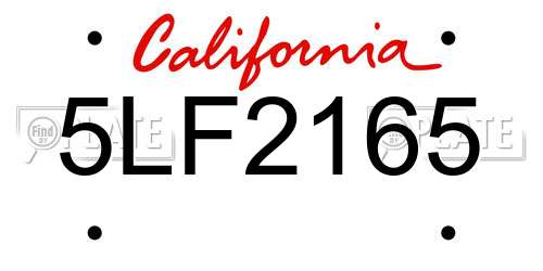 5LF2165 California License Plate