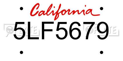 5LF5679 California License Plate