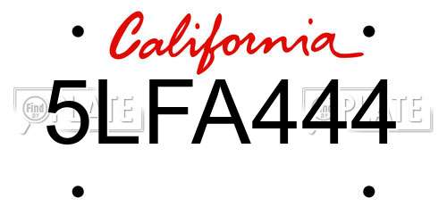 5LFA444 California License Plate