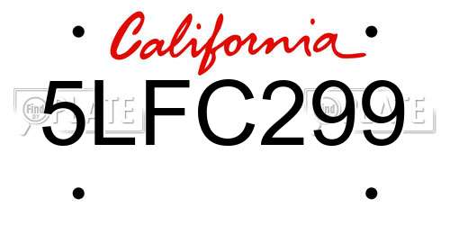 5LFC299 California License Plate