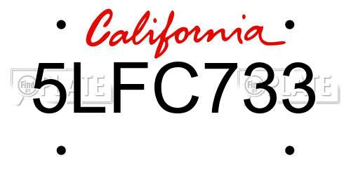 5LFC733 California License Plate