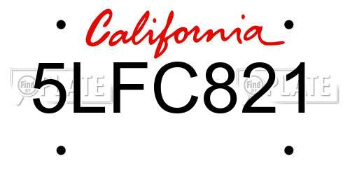 5LFC821 California License Plate