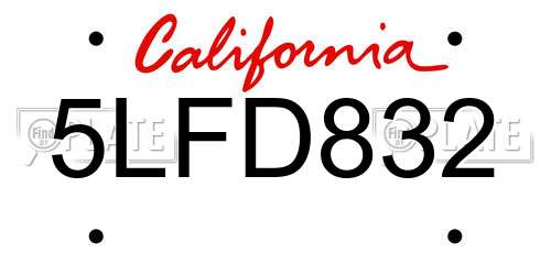 5LFD832 California License Plate
