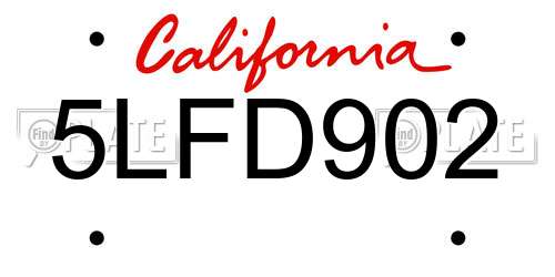 5LFD902 California License Plate