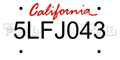 5LFJ043 California License Plate