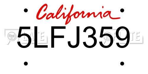 5LFJ359 California License Plate