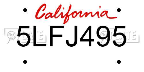5LFJ495 California License Plate
