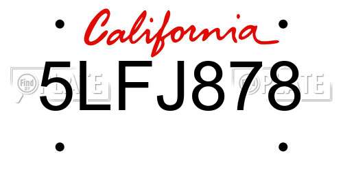 5LFJ878 California License Plate