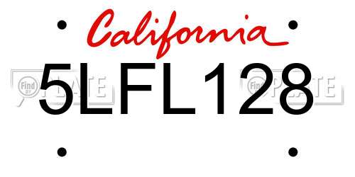 5LFL128 California License Plate
