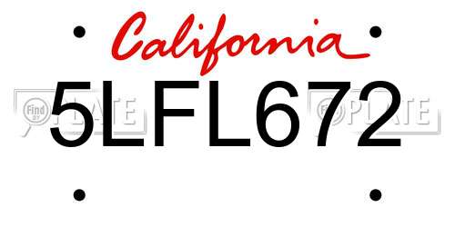 5LFL672 California License Plate