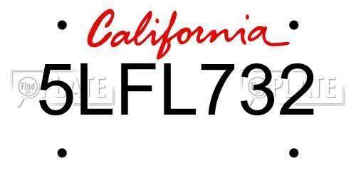 5LFL732 California License Plate