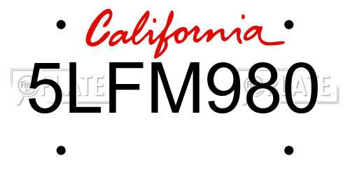 5LFM980 California License Plate