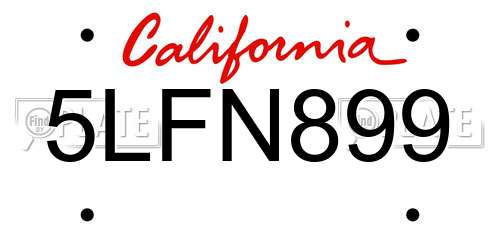 5LFN899 California License Plate