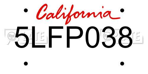 5LFP038 California License Plate