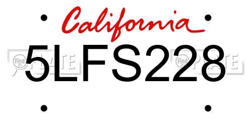 5LFS228 California License Plate