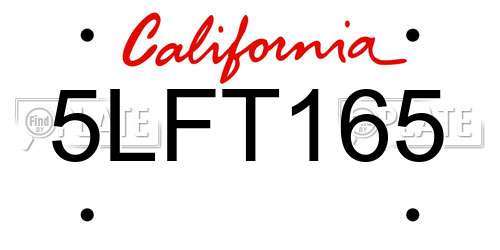 5LFT165 California License Plate