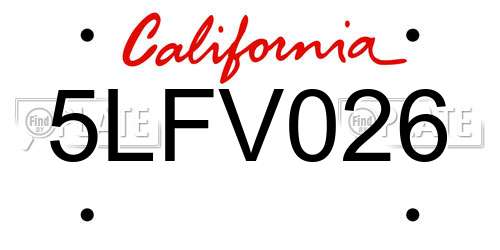 5LFV026 California License Plate