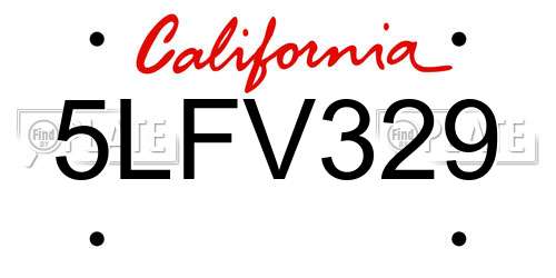 5LFV329 California License Plate