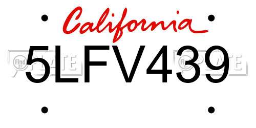 5LFV439 California License Plate