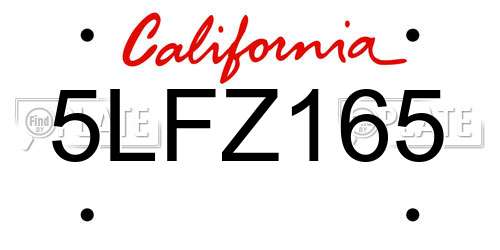 5LFZ165 California License Plate