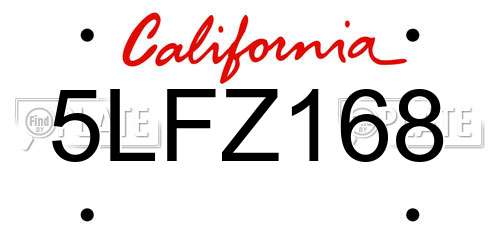 5LFZ168 California License Plate