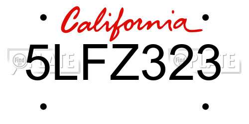 5LFZ323 California License Plate