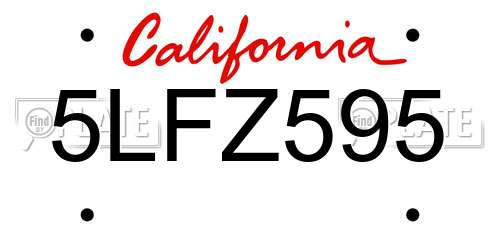 5LFZ595 California License Plate