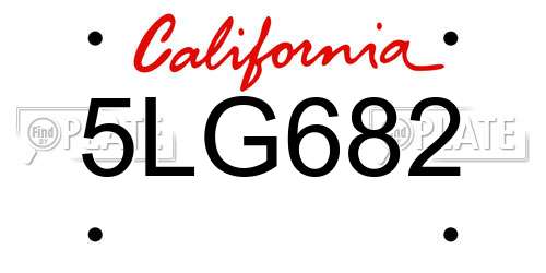 5LG682 California License Plate