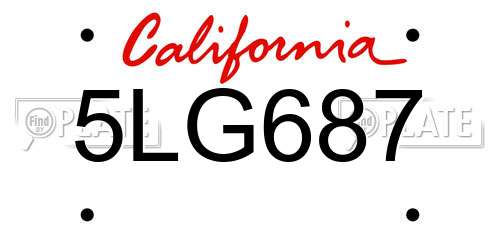 5LG687 California License Plate