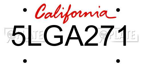 5LGA271 California License Plate