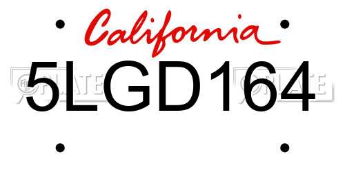 5LGD164 California License Plate