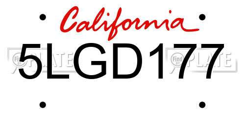 5LGD177 California License Plate